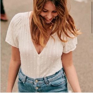 SÉZANE Justine Size S Ecru 100% Cotton Knit Cardigan.